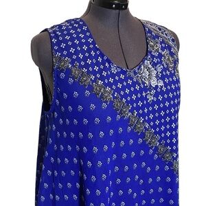 Ana & Rose women's plus one size lined maxi sleeveless blue floral dress